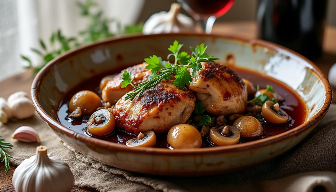 découvrez la recette traditionnelle du coq au vin de grand-mère, avec des astuces simples pour réussir un plat savoureux et facile à préparer.