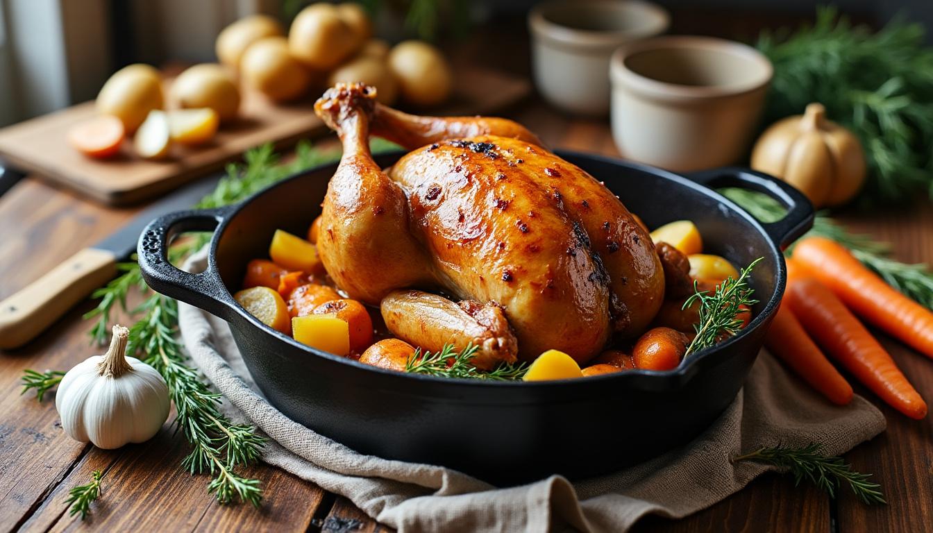 découvrez une recette facile et gourmande de coquelet en cocotte en fonte, parfaite pour un repas savoureux et convivial.